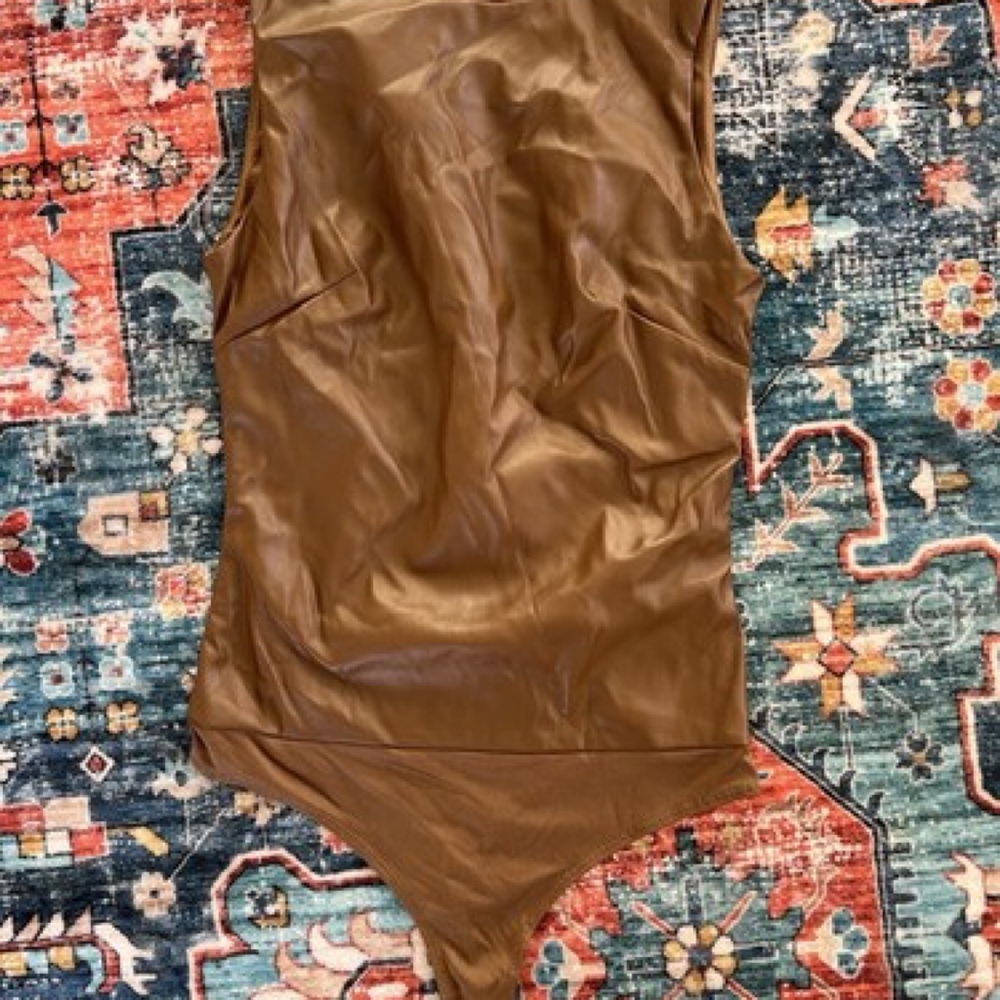 Brown Leather Bodysuit Size Small
